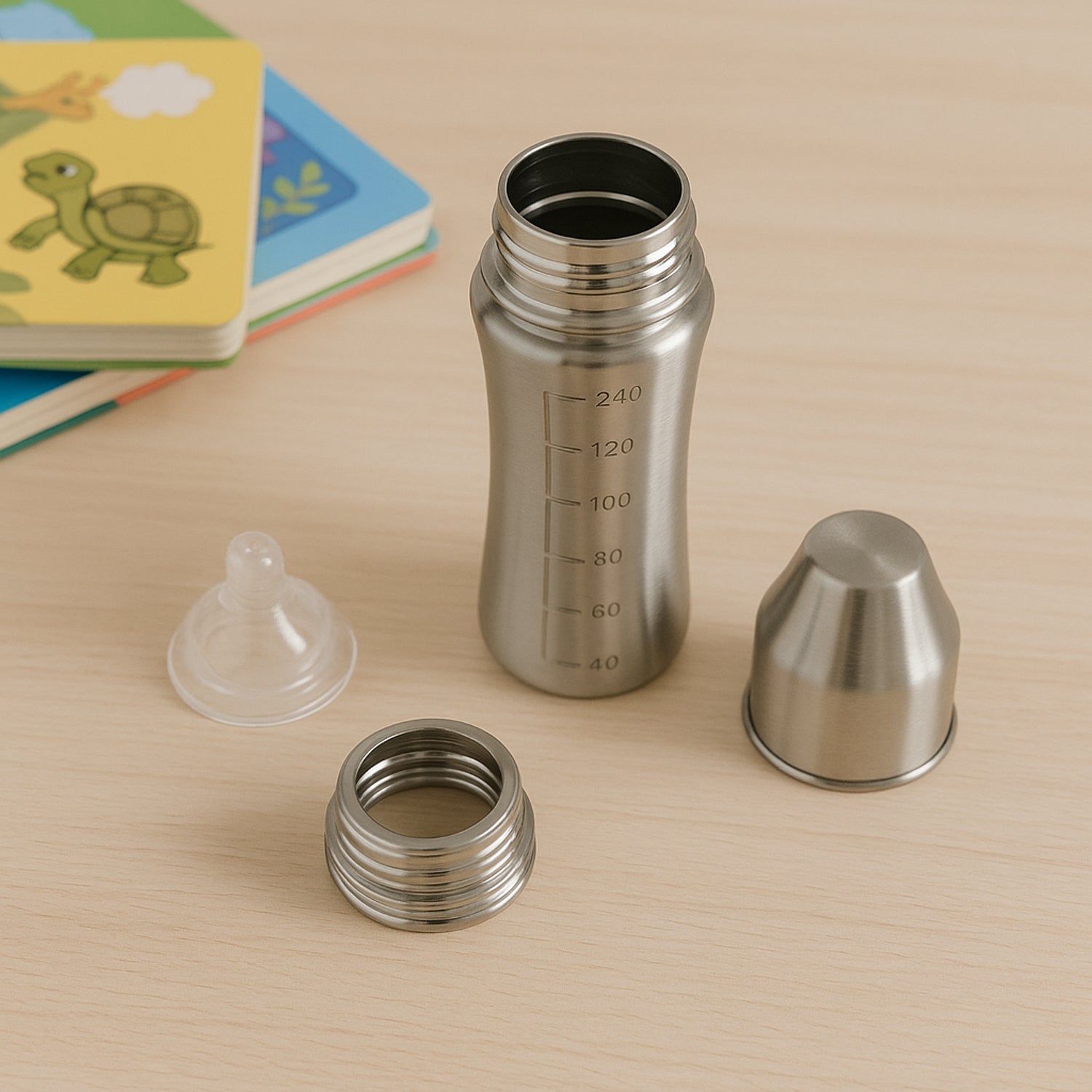 Ganesh Stainless Steel Baby Feeding Bottle, Milk Bottle for New Born / Infants / Toddler Up to 3 Years, BFA Free (250 ML Approx) Ganesh Stainless Steel Baby Feeding Bottle, Milk Bottle for New Born / Infants / Toddler Up to 3 Years, BFA Free (250 ML Approx)